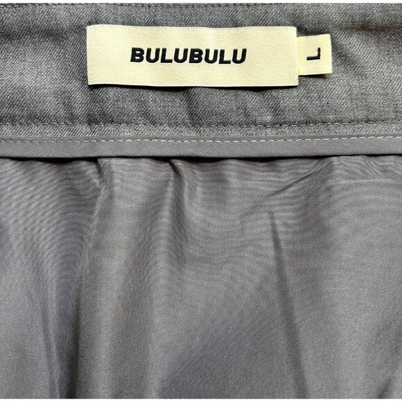 BULUBULU High Waist Charcoal Gray Clean Lines Midi Skirt w/Front Slit, Size L - Picture 3 of 7